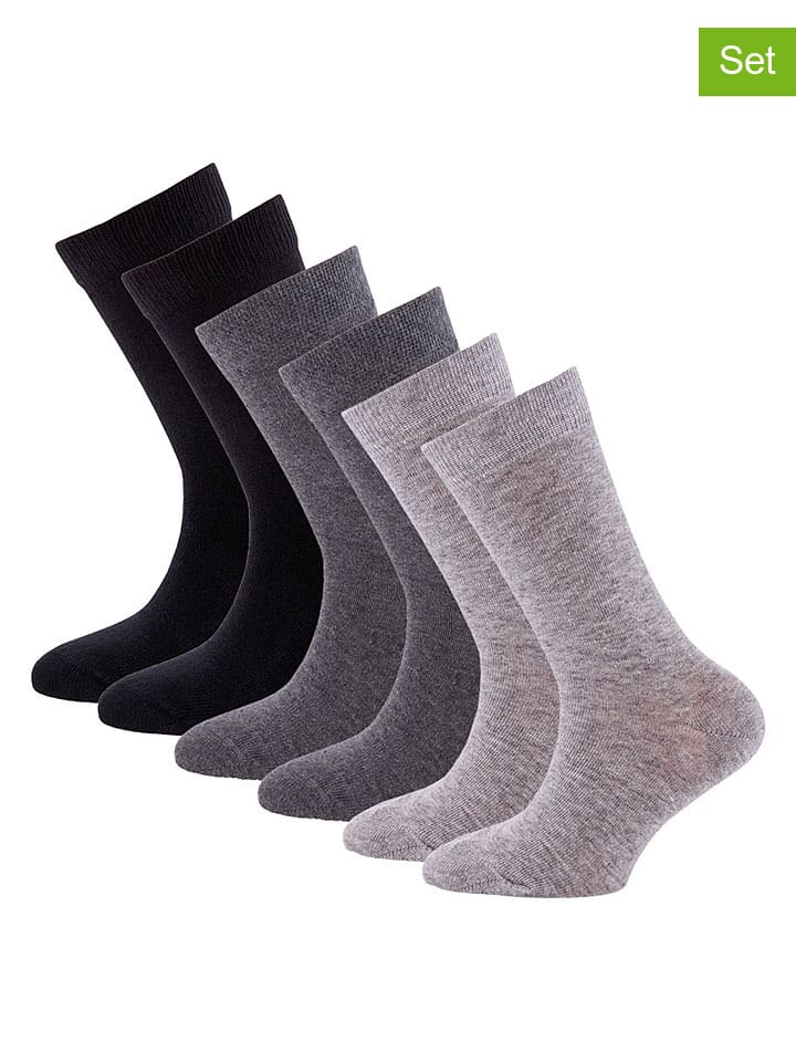 6er-Set: Socken "Uni" in Schwarz/ Grau