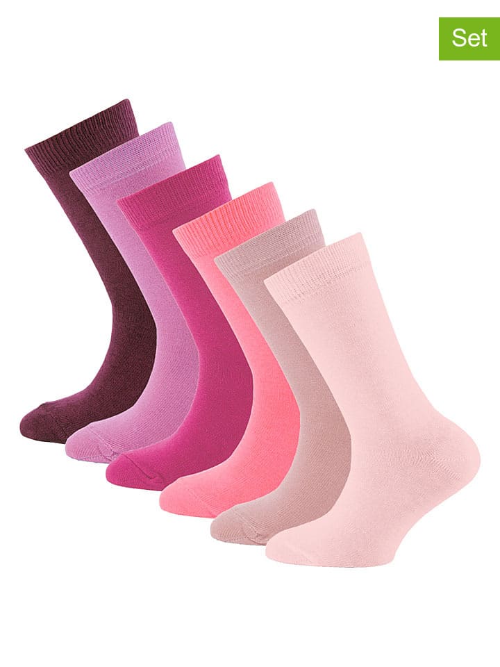 6er-Set: Socken "Uni" in Pink/ Rosa/ Rot