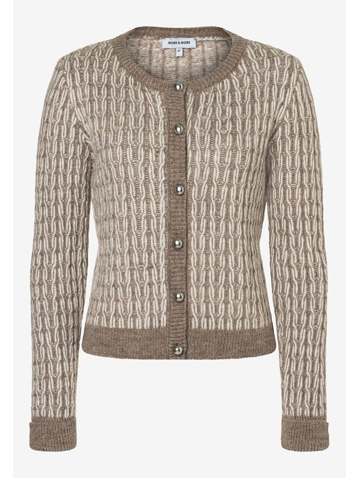Cardigan in Taupe/ Weiß