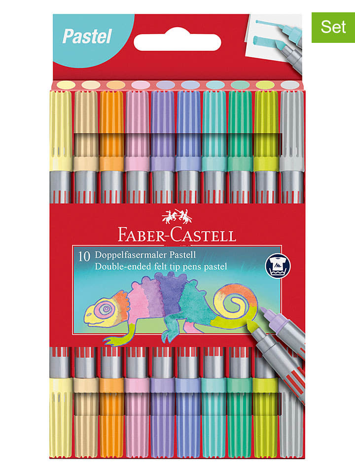 2er-Set: Doppelfasermaler "Pastell" - 2x 10 Stück