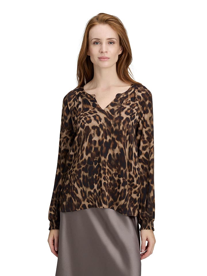 Bluse in Camel/ Schwarz