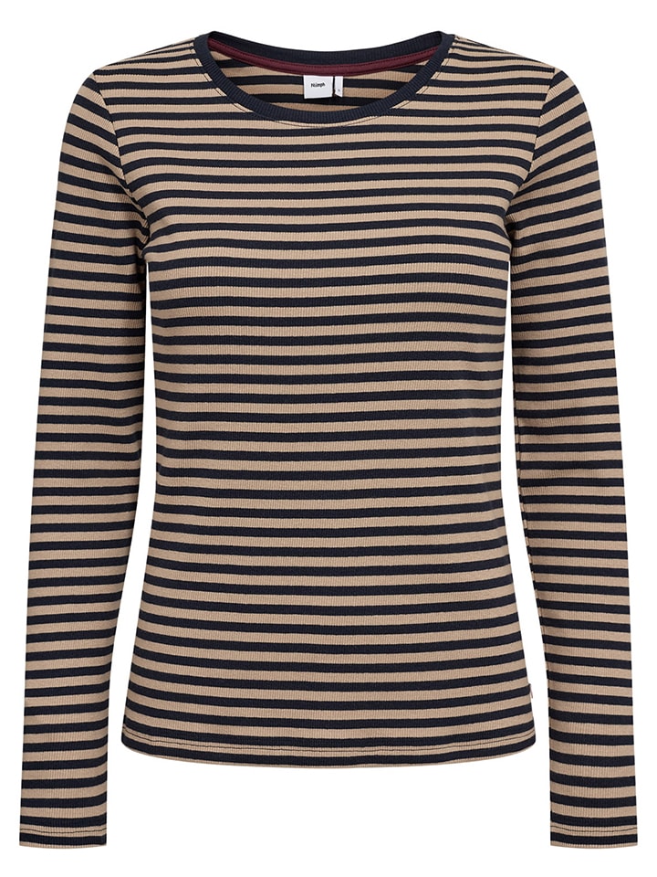 Longsleeve "Numelany" in Hellbraun/ Schwarz