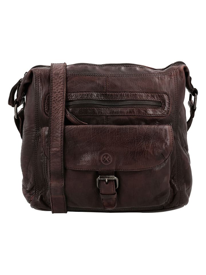 Leder-Schultertasche in Braun - (B)27 x (H)29 x (T)9 cm