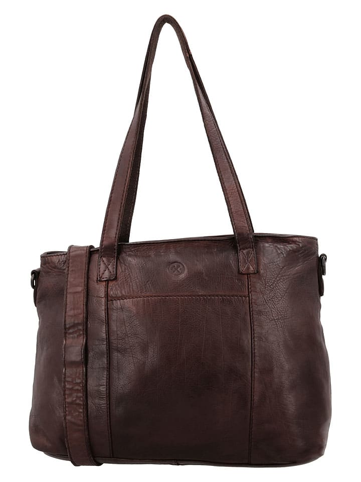 Leder-Schultertasche in Braun - (B)34 x (H)13 x (T)26 cm