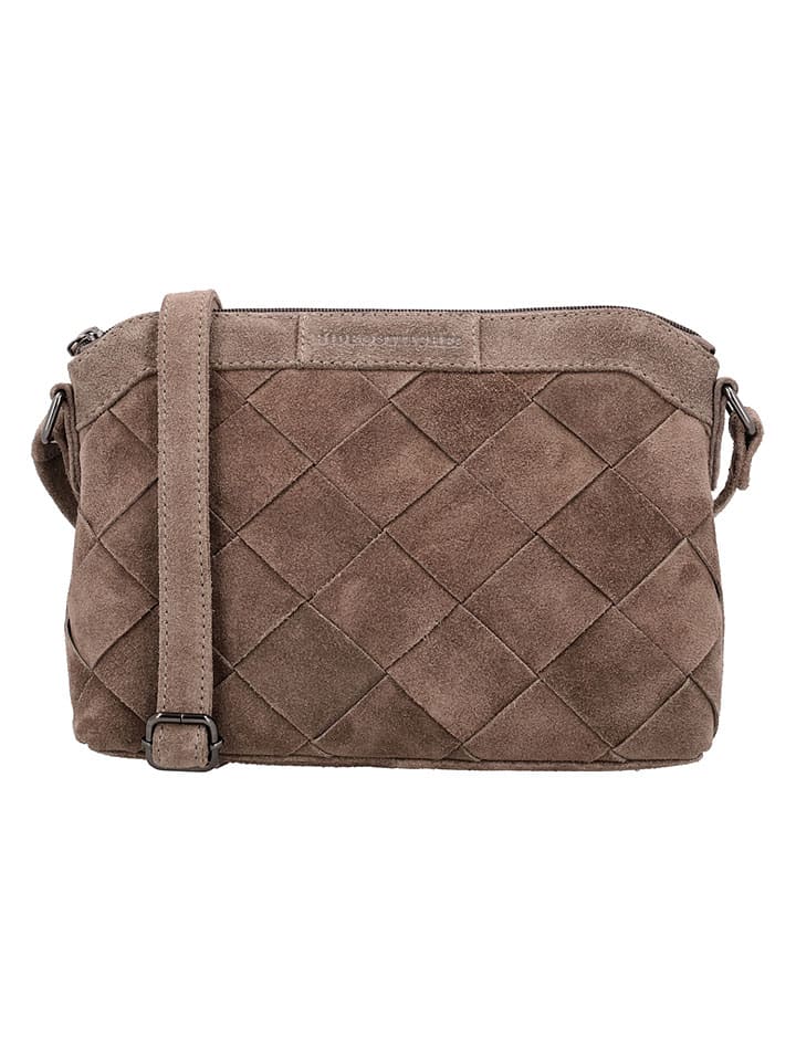 Leder-Umhängetasche in Beige - (B)28 x (H)18,5 x (T)6 cm