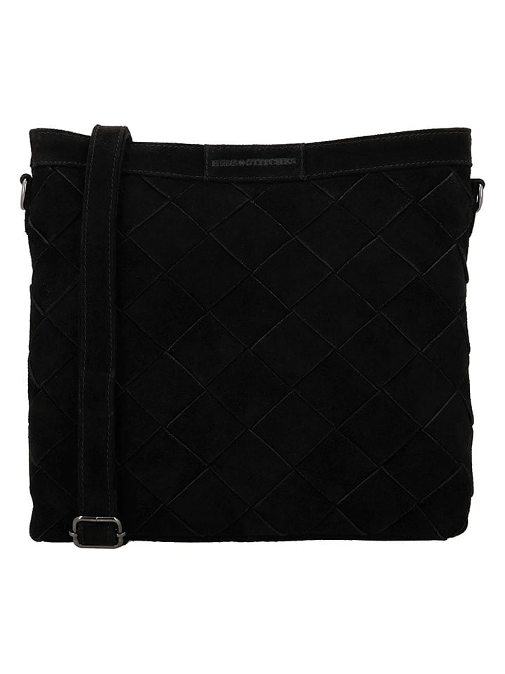 Leder-Schultertasche in Schwarz - (B)34 x (H)29 x (T)11 cm