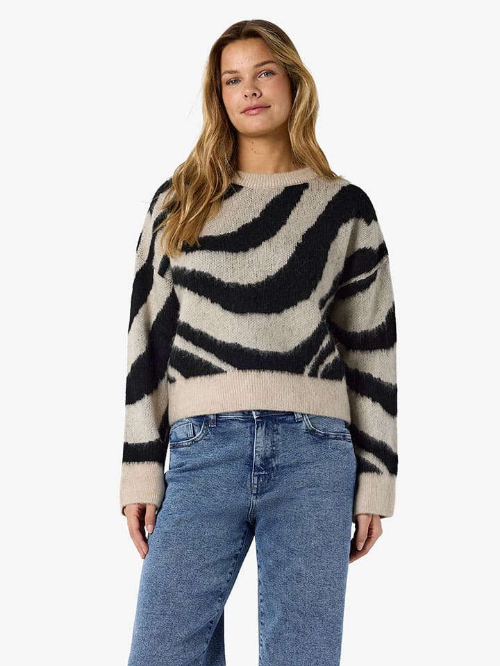 Sweter w kolorze beżowo-czarnym