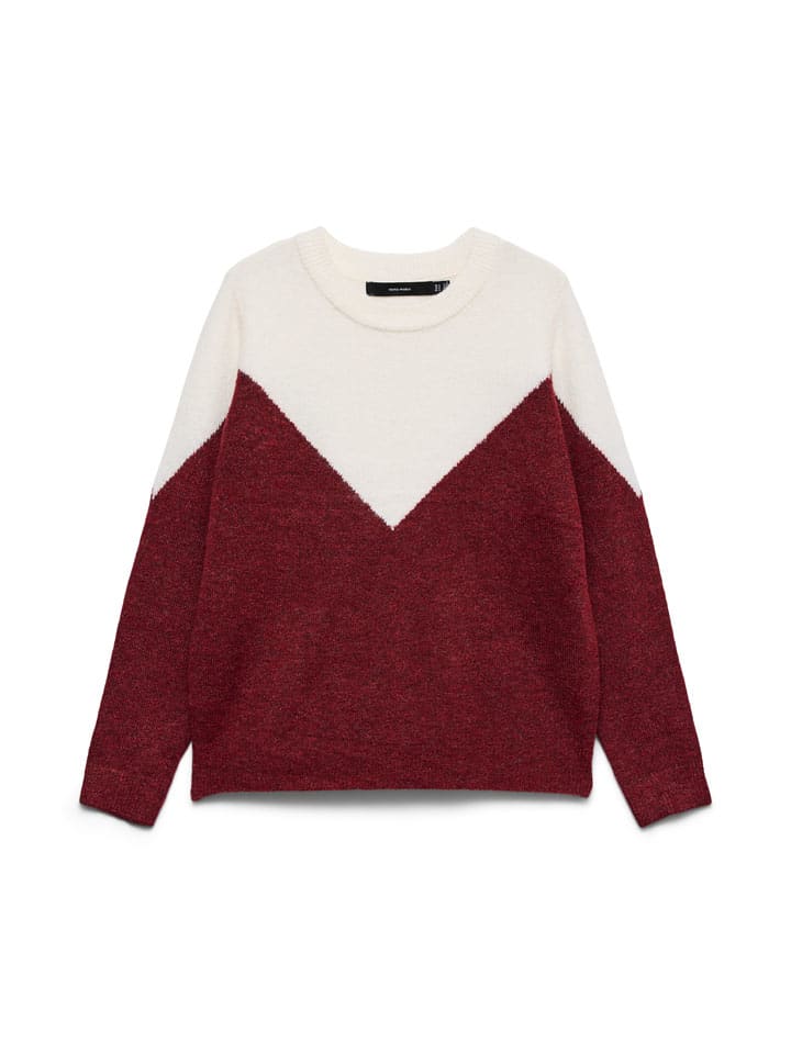 Sweter w kolorze bordowo-białym