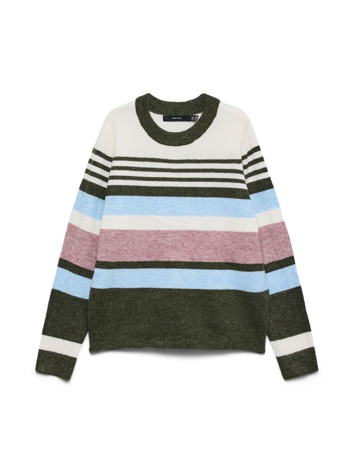 Sweter w kolorze ciemnozielono-biało-błękitnym