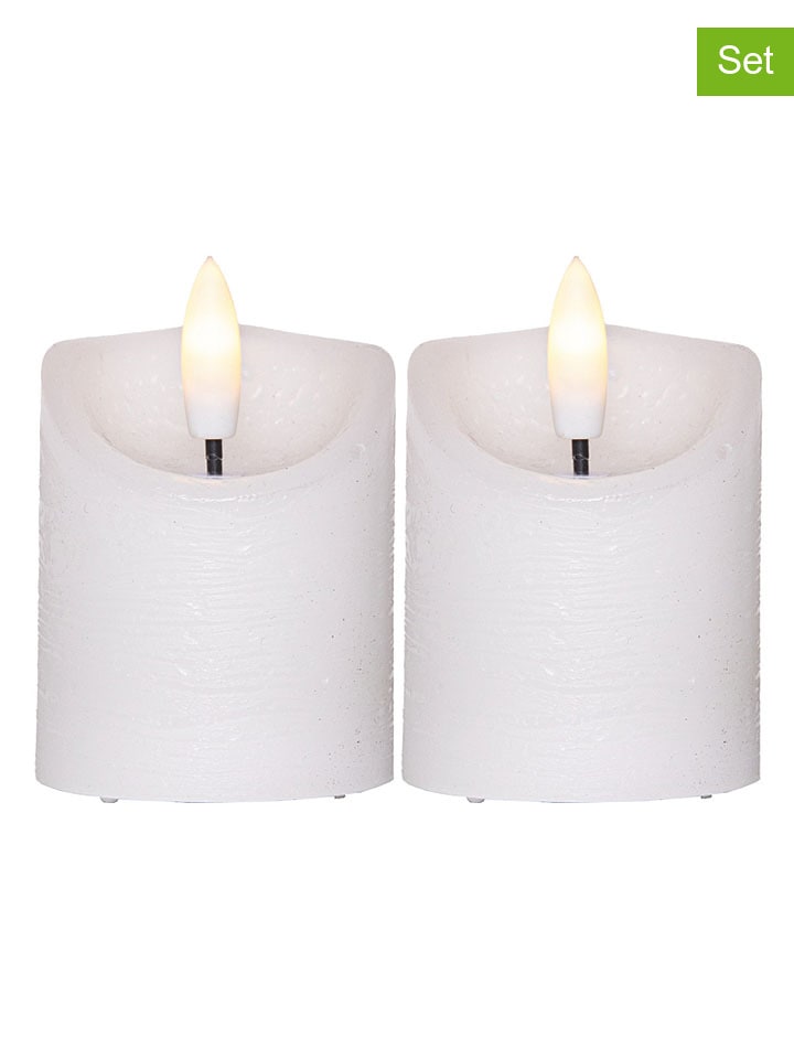 Świece LED (2 szt.) "Flamme" w kolorze białym - wys. 7,5 x Ø 5 cm