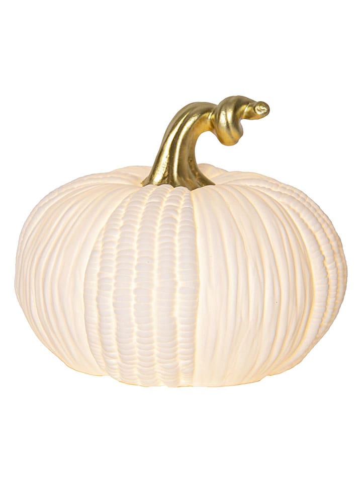 Dekoracja LED "Pumpkin" w kolorze złoto-białym - wys. 15 x Ø 17 cm