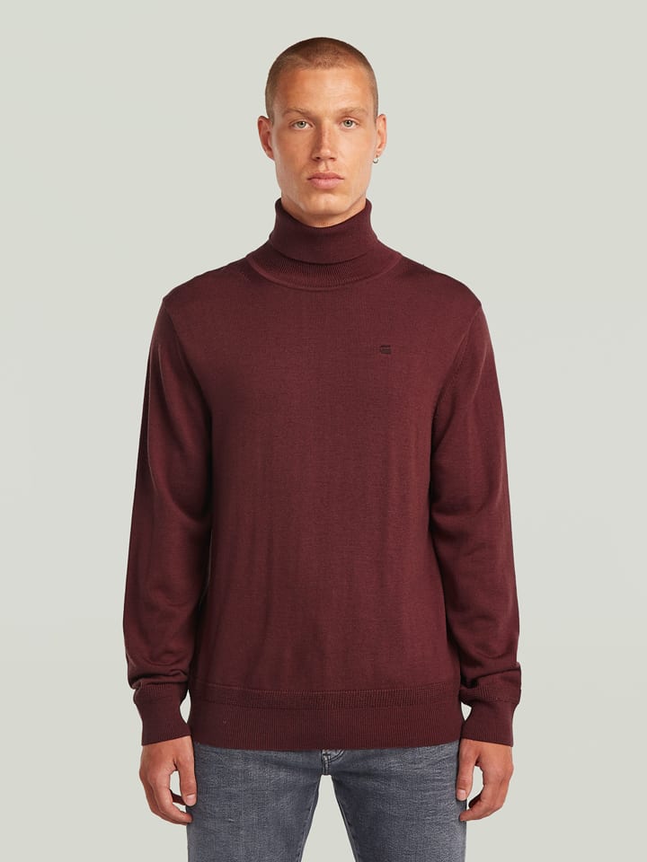 Wollrollkragenpullover in Bordeaux