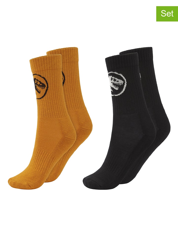 2er-Set: Socken in Orange/ Schwarz