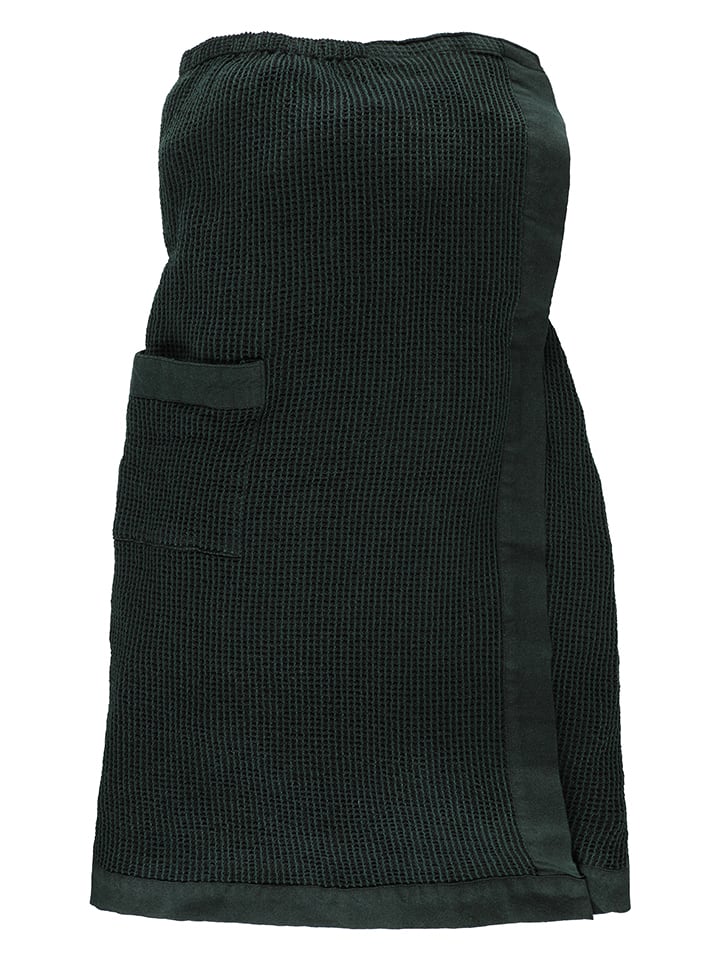Saunakilt zwart/donkergroen - (L)85 x (B)145 cm