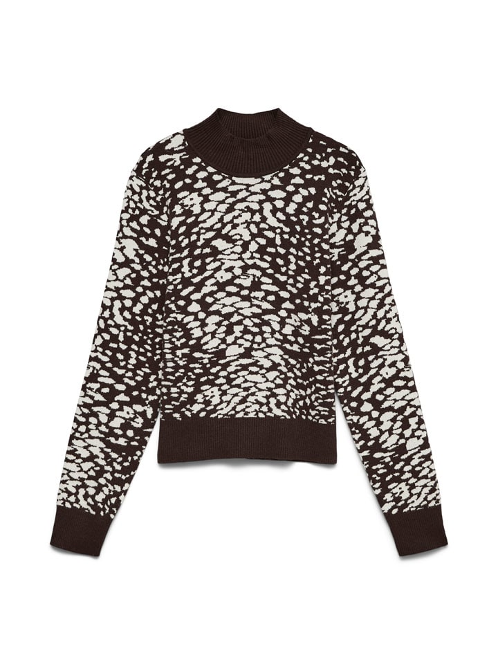 Sweter w kolorze ciemnobrązowo-białym