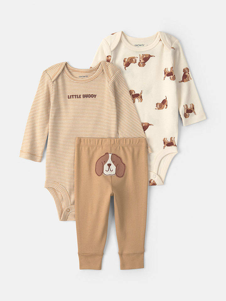 3-delige outfit lichtbruin/beige