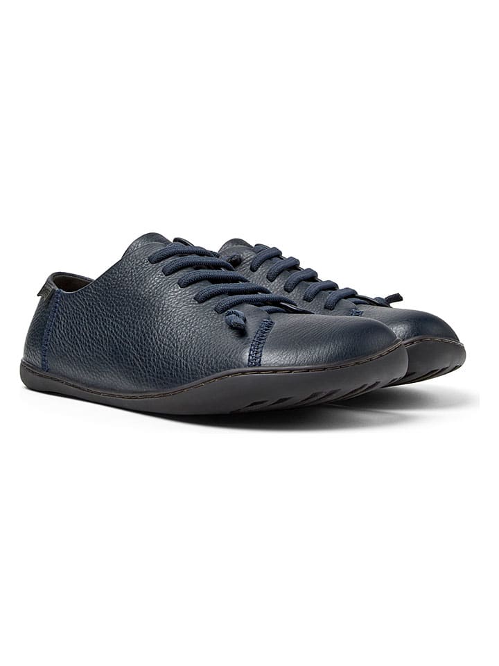 Leren veterschoenen donkerblauw