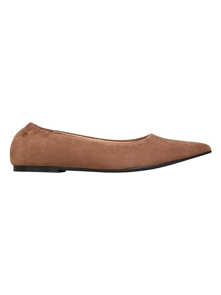 Leder-Ballerinas in Hellbraun