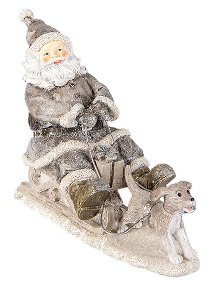 Dekoracja "Santa Claus on a sleigh" w kolorze beżowym - 24 x 16 x 8 cm
