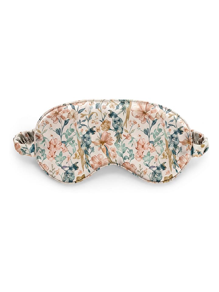 Zijden slaapmasker crème/turquoise - (L)20,5 cm
