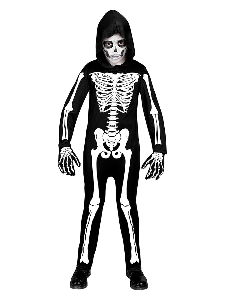 Kombinezon kostiumowy "SKELETON" w kolorze biało-czarnym