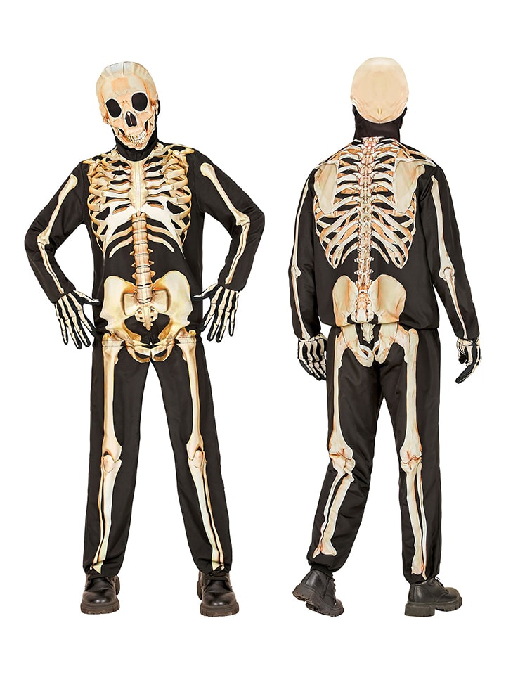 4-częściowy kostium "SKELETON FAST COSTUME" w kolorze czarno-beżowym