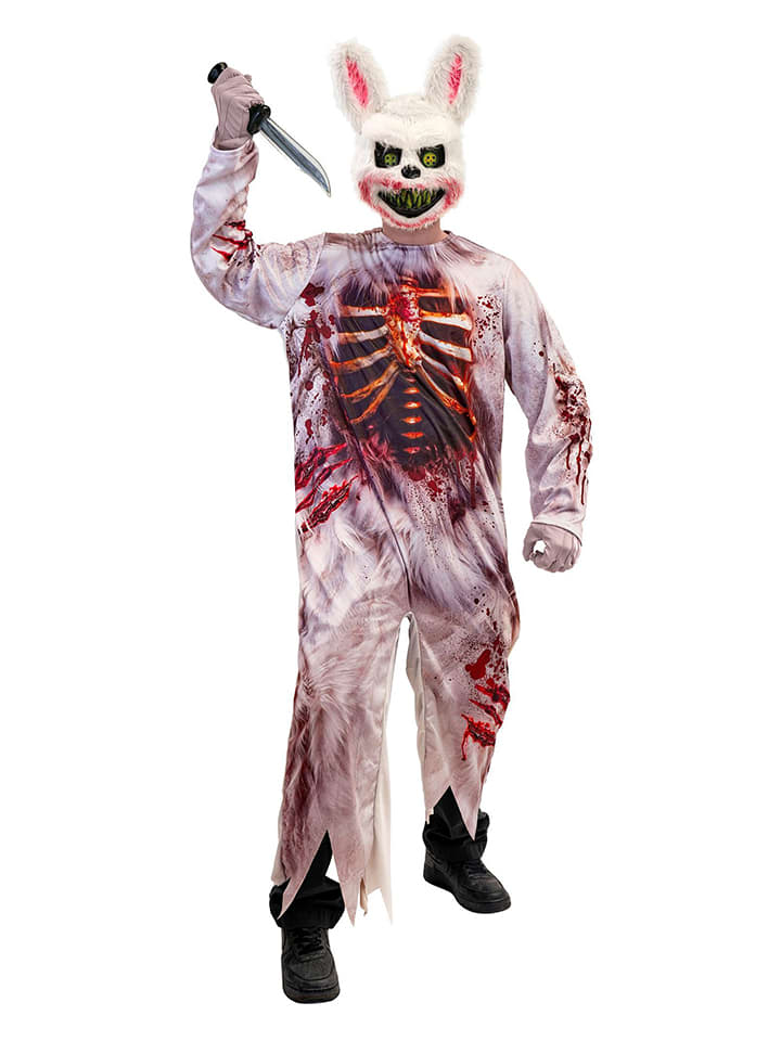 2tlg. Kostüm "ZOMBIE BUNNY" in Weiß