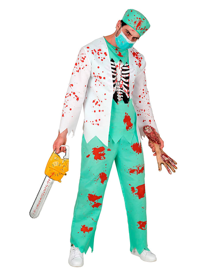 4tlg. Kostüm "ZOMBIE DOCTOR" in Türkis