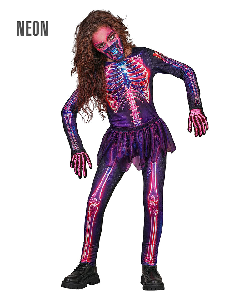 3-częściowy kostium "NEON SKELETON" ze wzorem