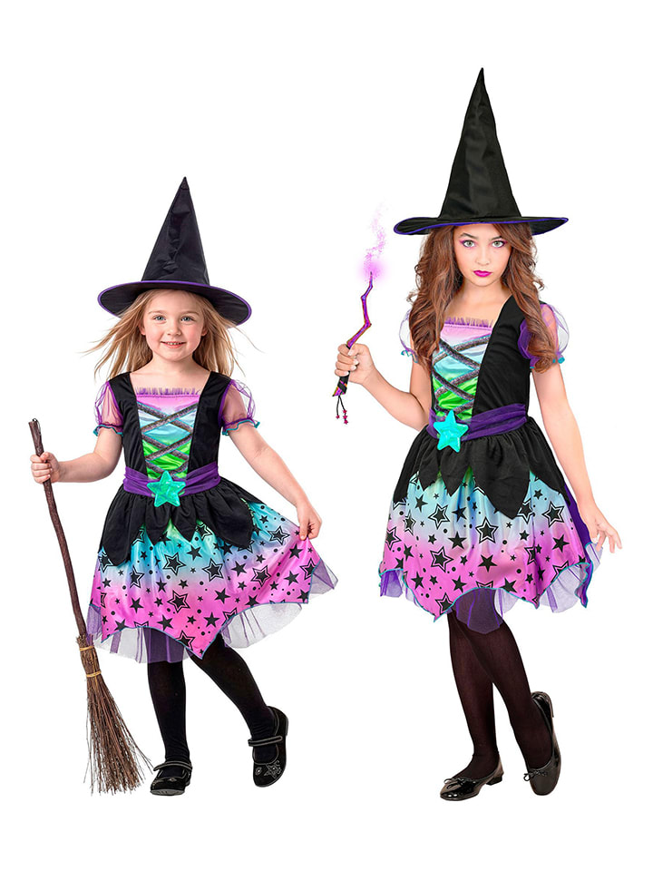 2-częściowy kostium "WITCH" w kolorze czarnym ze wzorem