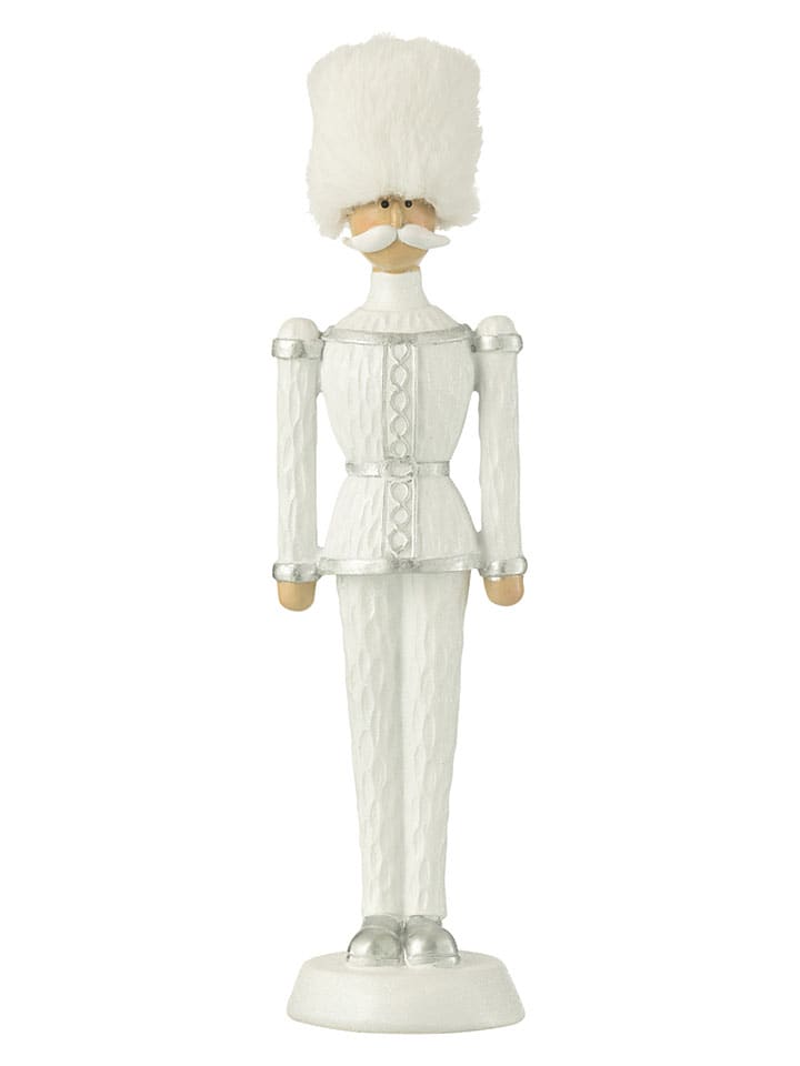 Figurka dekoracyjna "Nutcracker" w kolorze białym - 10 x 32 x 10 cm