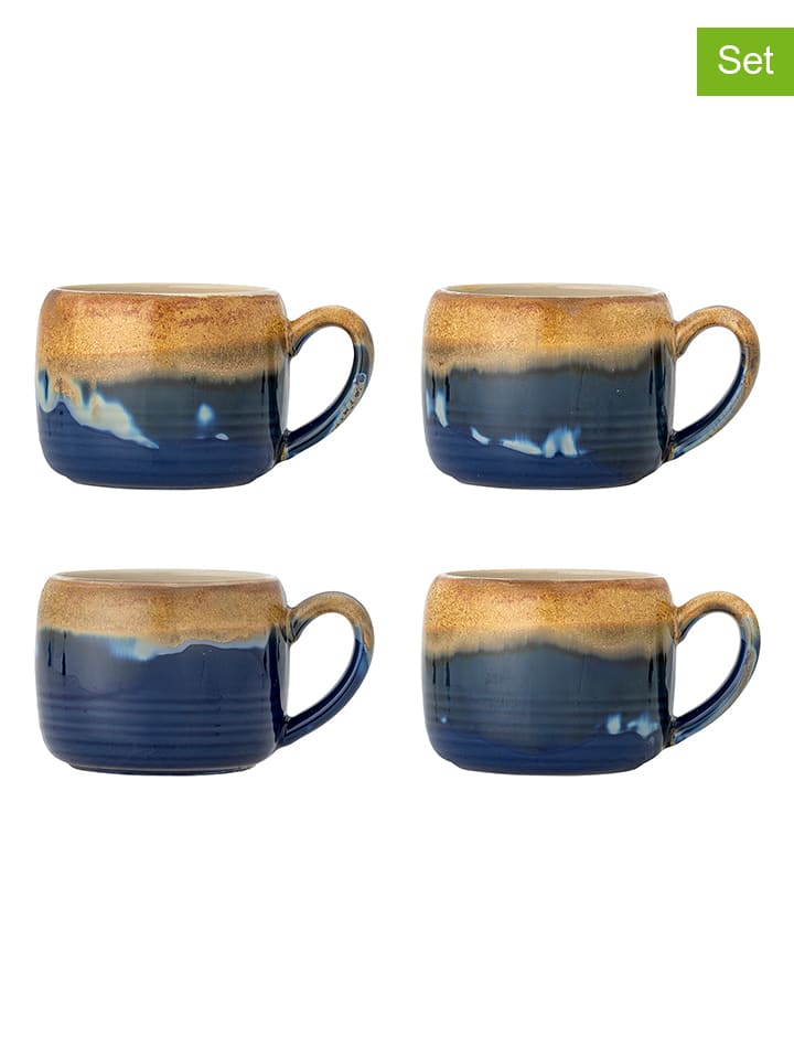 4er-Set: Tassen ''Sheen'' in Beige/ Blau - 400 ml