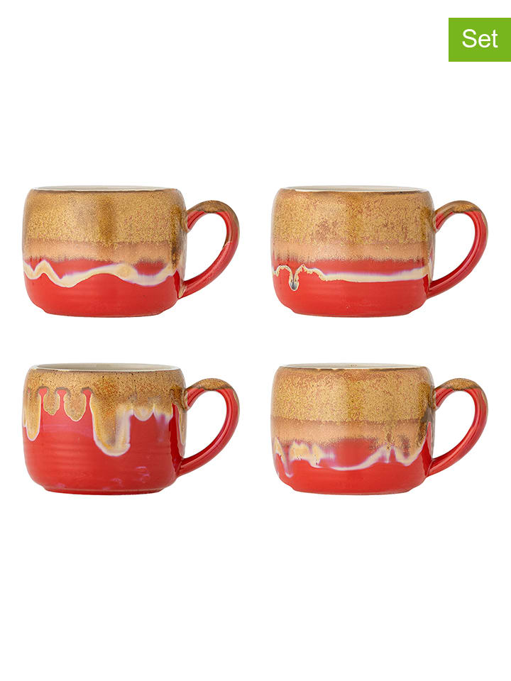 4er-Set: Tassen ''Sheen'' in Beige/ Rot - 400 ml
