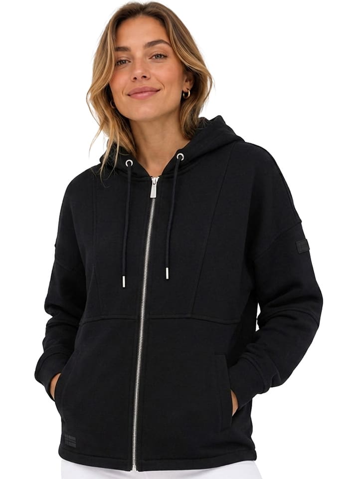Sweatjacke "Florale" in Schwarz