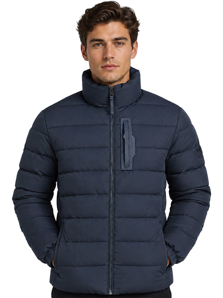 Doorgestikte jas "Boudric" donkerblauw