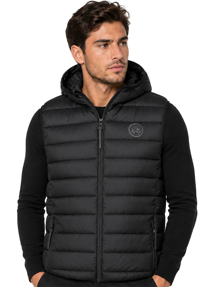 Doorgestikte bodywarmer "Vamiglobe" zwart