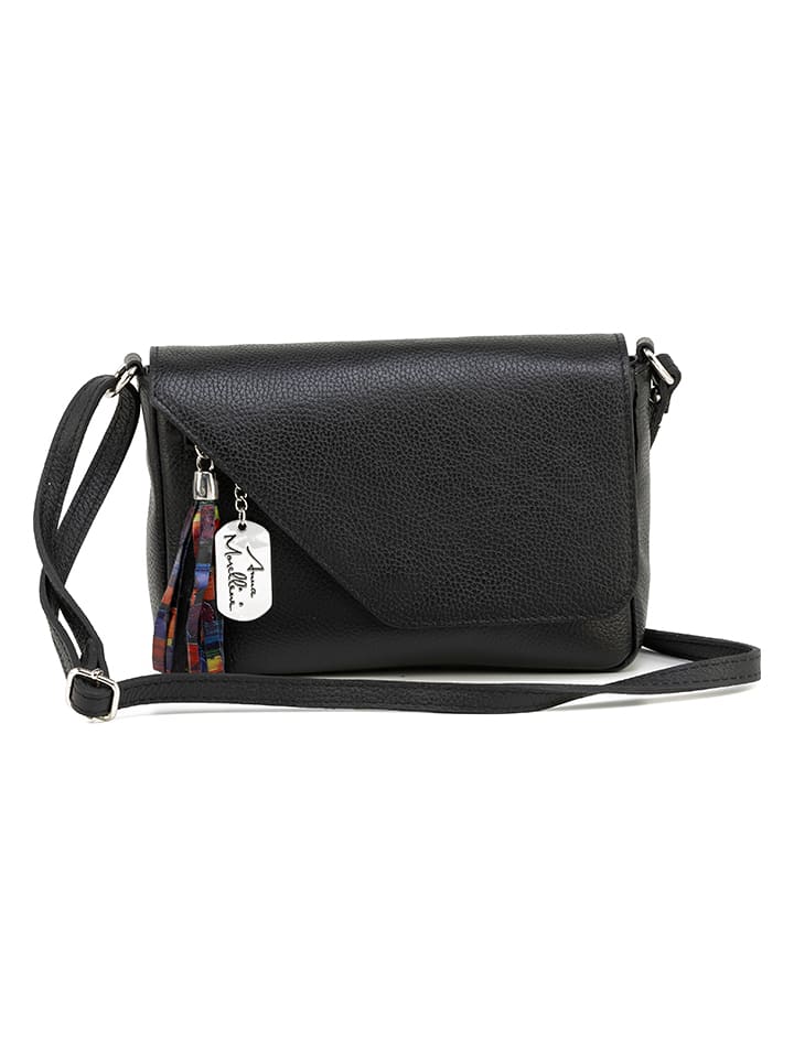 Leren schoudertas "Lola" zwart - (B)24 x (H)18 x (D)6 cm