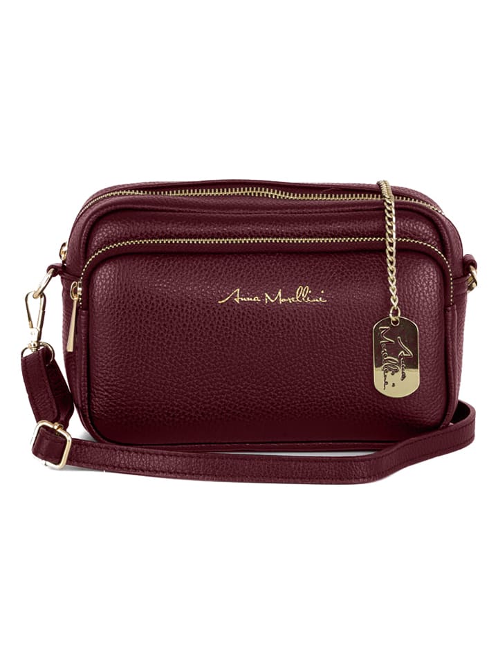 Leren schoudertas "Colomba" rood - (B)22 x (H)15 x (D)10 cm