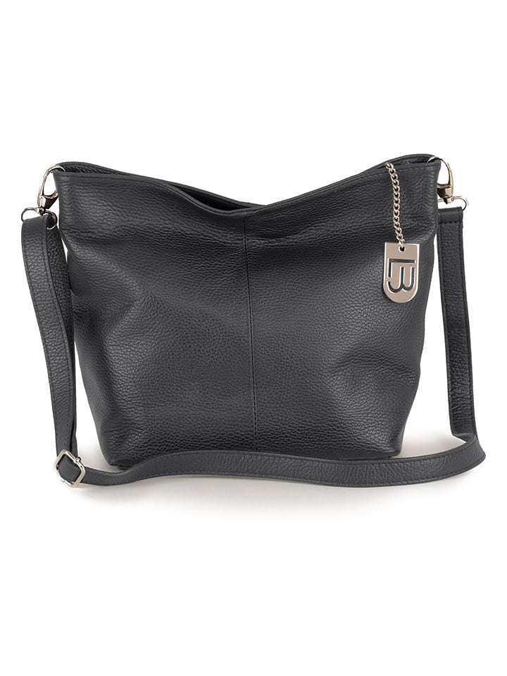 Leren schoudertas "Trapani" antraciet - (B)33 x (H)25 x (D)14 cm