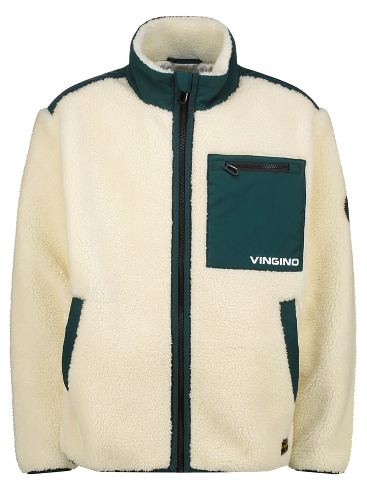 Fleecejacke in Beige/ Grün