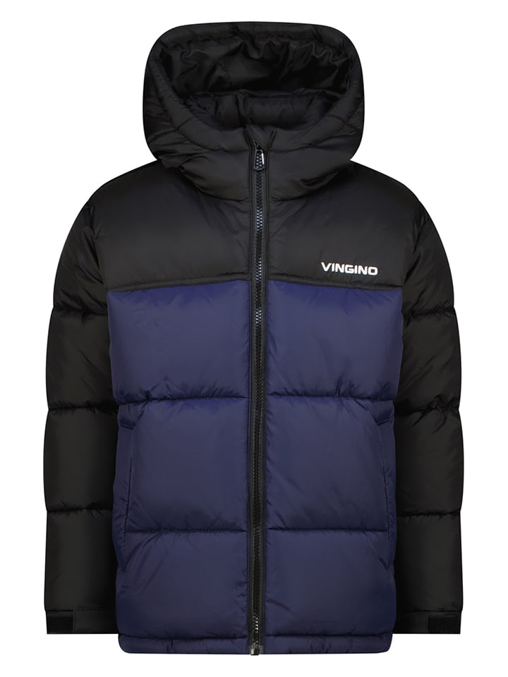 Doorgestikte jas blauw/zwart