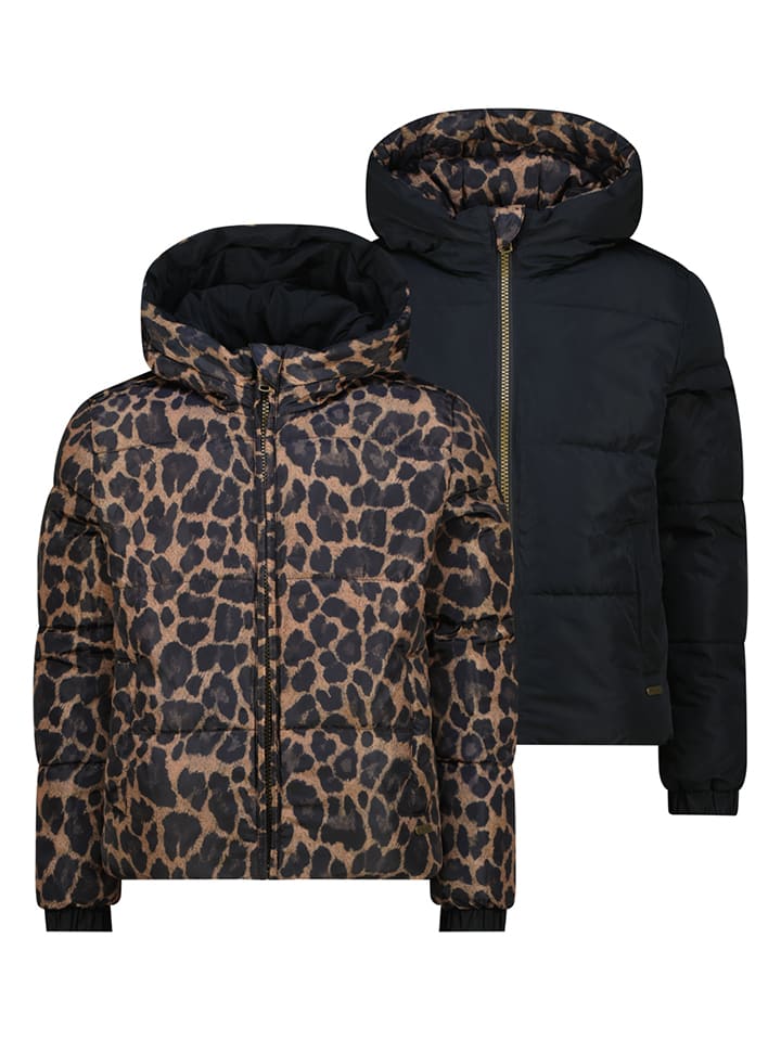 Wende-Steppjacke in Schwarz/ Hellbraun