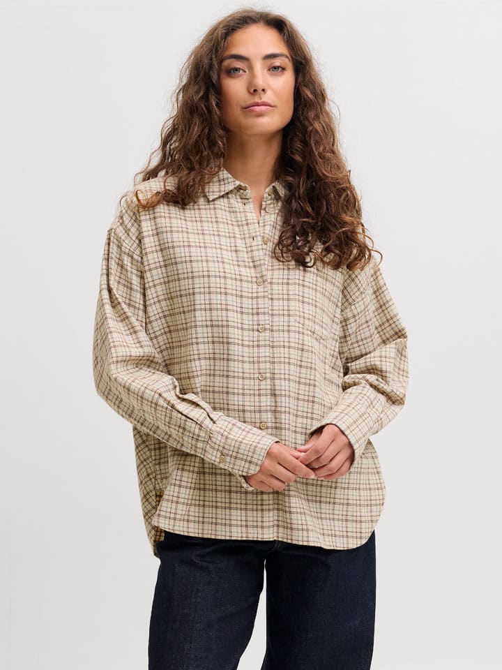 Hemd in Beige/ Hellgrün