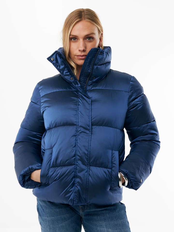 Doorgestikte jas blauw