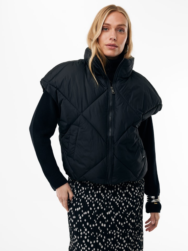 Doorgestikte bodywarmer zwart