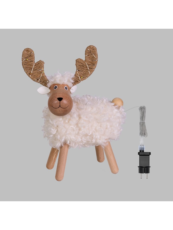 Figurka dekoracyjna LED "Sheep-Reindeer" w kolorze białym - 24 x 31 cm