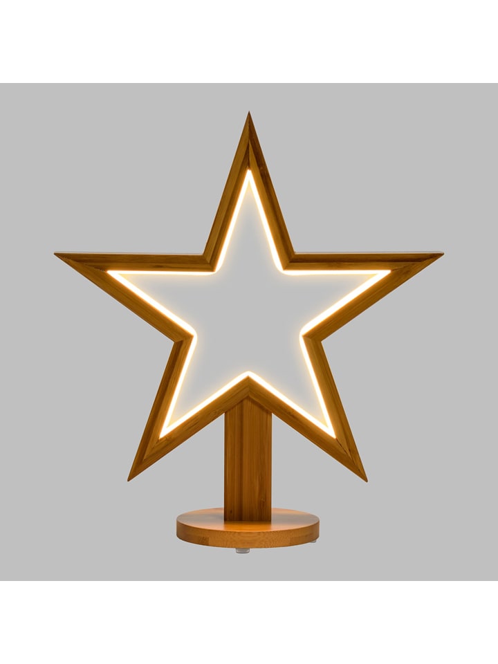 LED-Dekoleuchte "Stern" in Hellbraun - (B)32,5 x (H)35 x (T)12 cm
