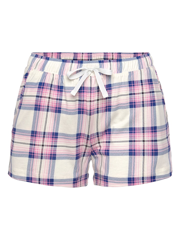 Pyjamashorts wit/blauw/lichtroze