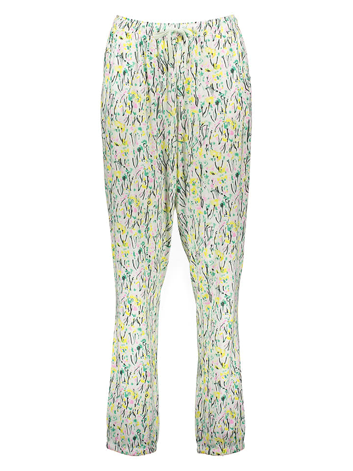 Pyjama-Hose in Grün/ Weiß