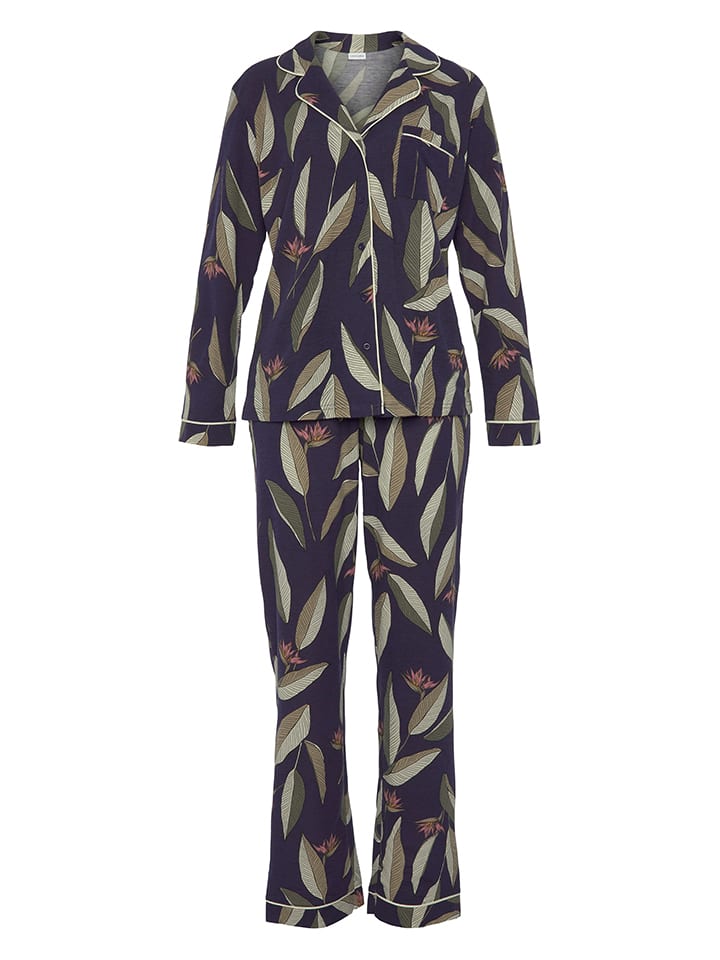 Pyjama in Aubergine/ Oliv